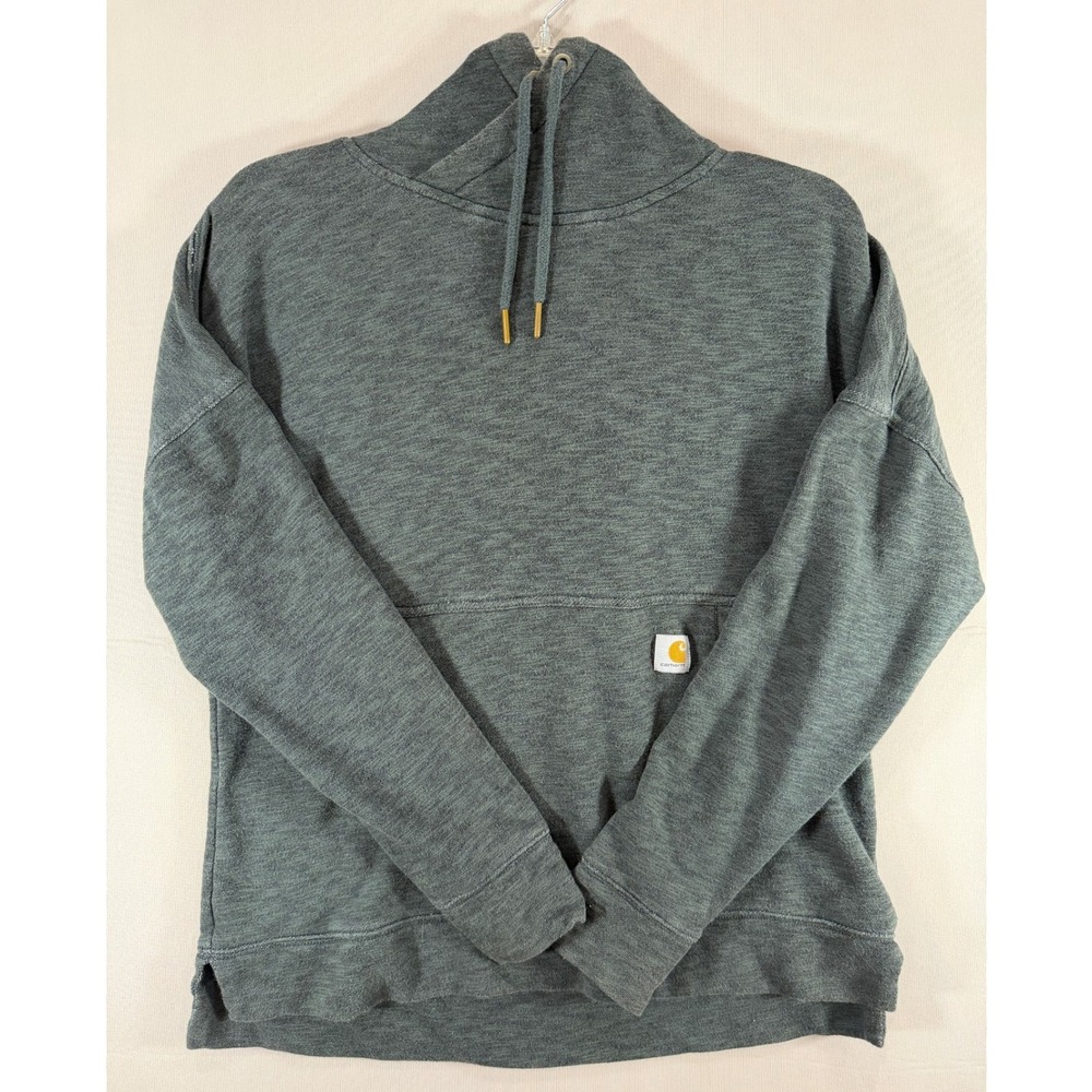 Carhartt Womens Relaxed Fit Crossover Hoodie Gray Heather Medium